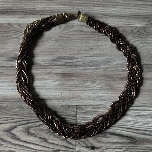 Premier Design Bronze Braided Multi-Strand Seed Bead Necklace